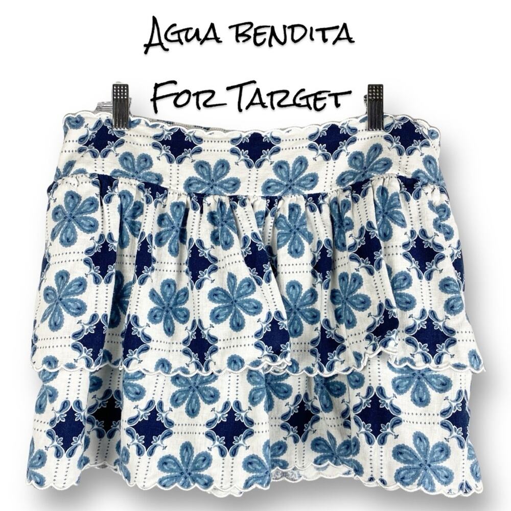 Agua bendita for Target Coral Tile Blue and White Mini Skirt Women’s Size Large